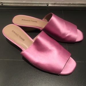 Donald Pliner Shiny Pink Satin Mule Slip-On Sandal